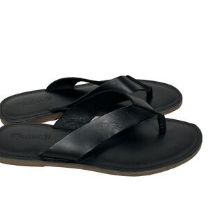 new Madewell The Boardwalk Chunky Thong Sandal Size 9 Black Leather Flip Flops